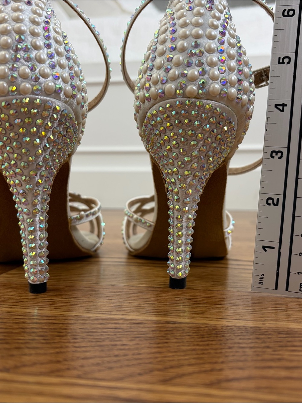 Satin Customized Heel Latin Shoes Salsa Shoes Ballroom Dance Shoes (8.5) - Picture 13 of 14